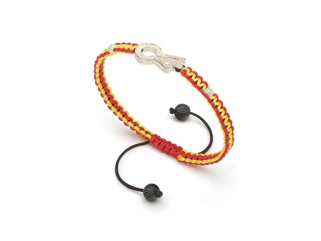 Bracciale In Tessuto BDM Con Vergine Del Pilar E Bandiera Spagnola - Regolabile, 30 Cm, Unisex, Prodotto In Spagna